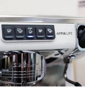 Close up of the Simonelli Appia Life Brew Group